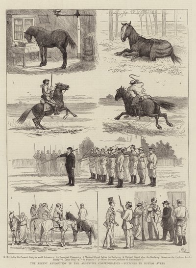 アルゼンチン連邦における最近の革命、ブエノスアイレスのスケッチ 作： Alfred Chantrey Corbould